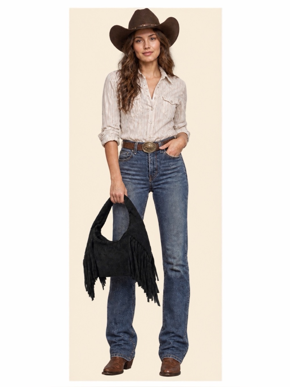 Universal Thread Black Suede Fringe Shoulder Bag